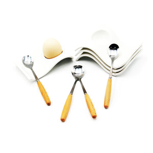 Open image in slideshow, JAMOR White Porcelain Egg Tray,Wave-Shaped Ceramic Egg Cup Plate,Boiled Egg Cup Holder,For Hard And Soft Boiled Eggs,Ceramic Egg Holder For Breakfas
