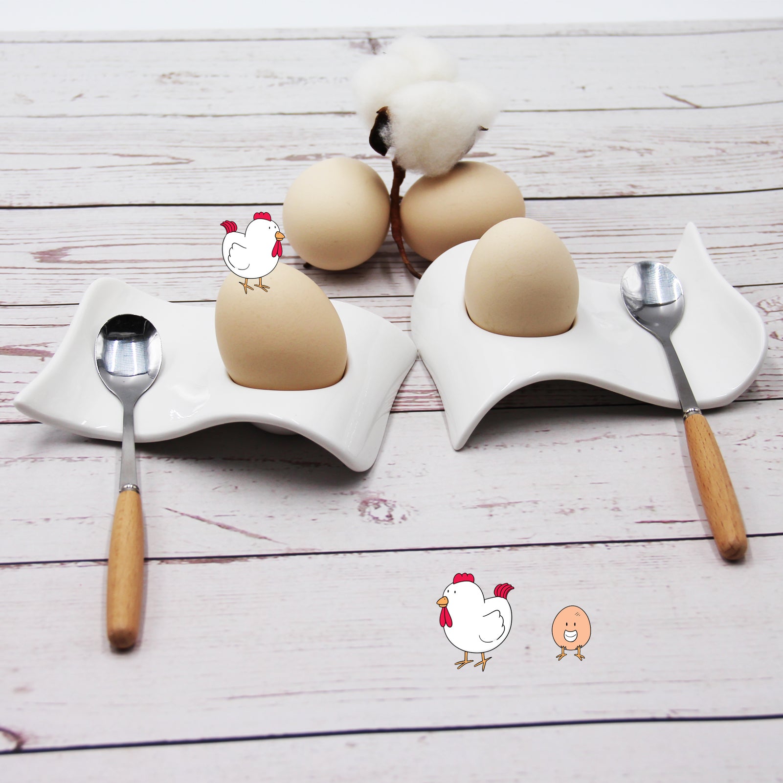 Ceramic Egg Cup With Plate, Soft Boiled Egg Cup 