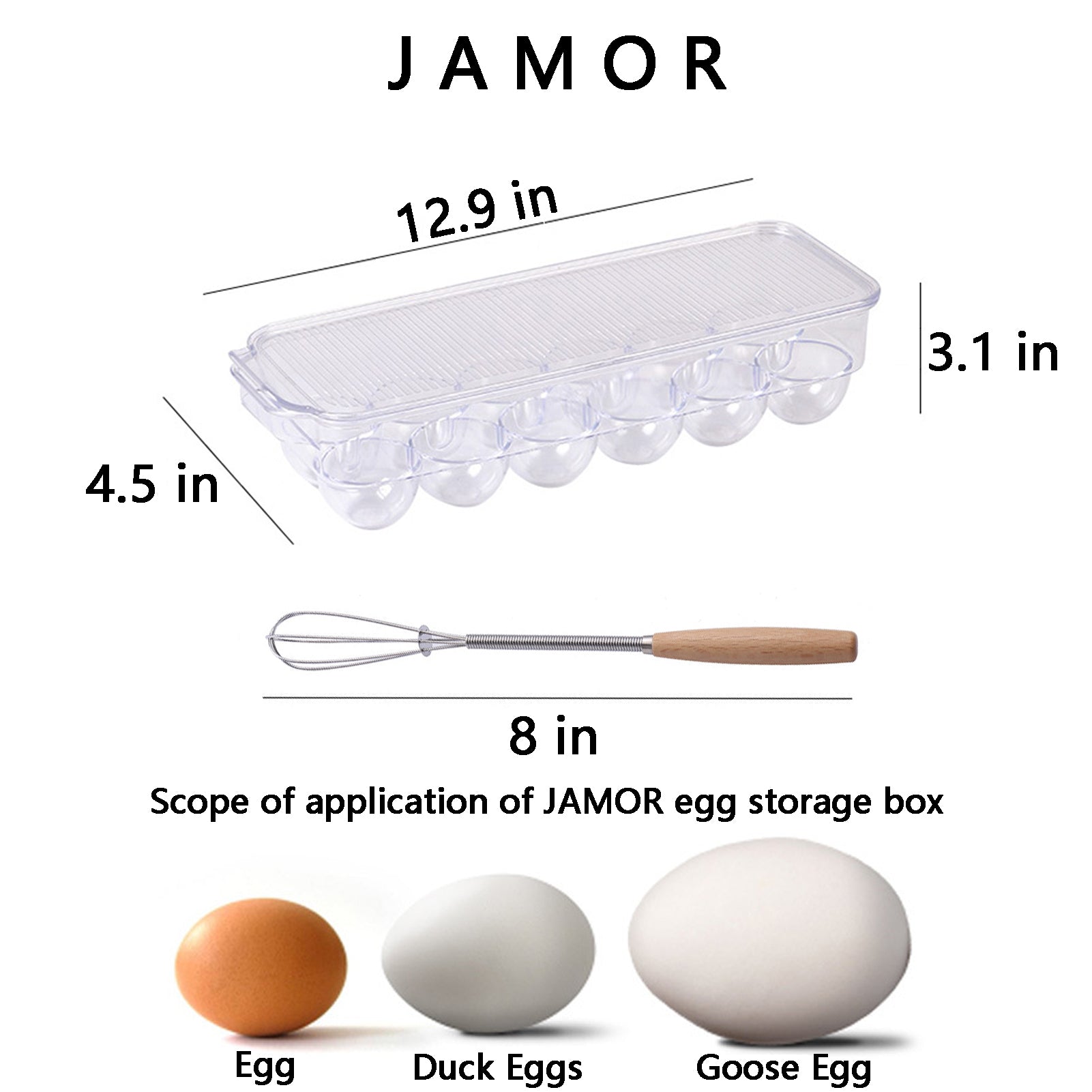 JAMOR 12 Grid Egg Storage Box Refrigerator Egg Rack, Egg Tray With Lid, Egg Plastic Egg Storage Box, Stackable Egg Rack, Transparent Egg Storage Box, BPA-Free-A
