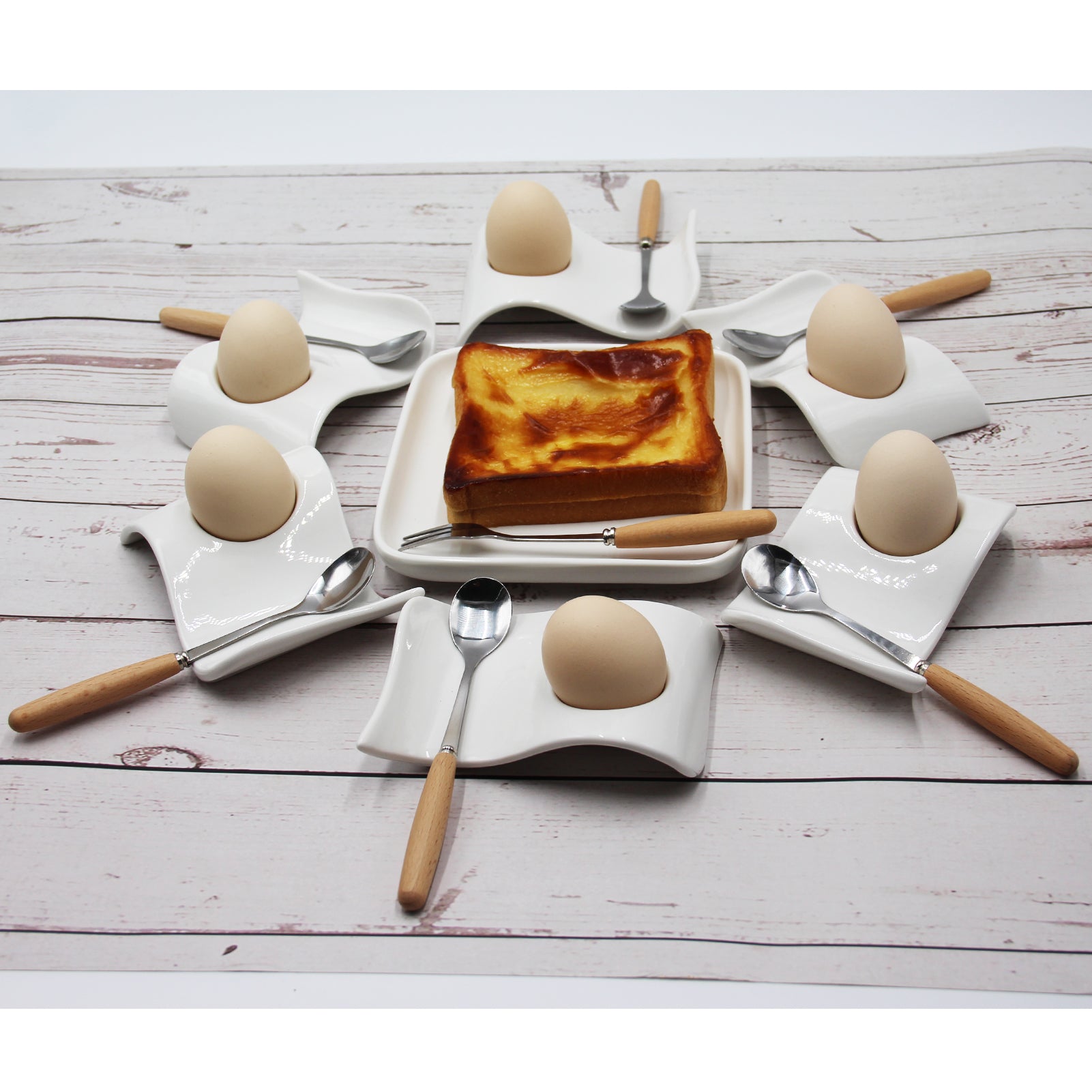 New Product Ceramic Egg Cup Egg Rack Creative Breakfast Home Nordic Egg Cup  Tray with Solid