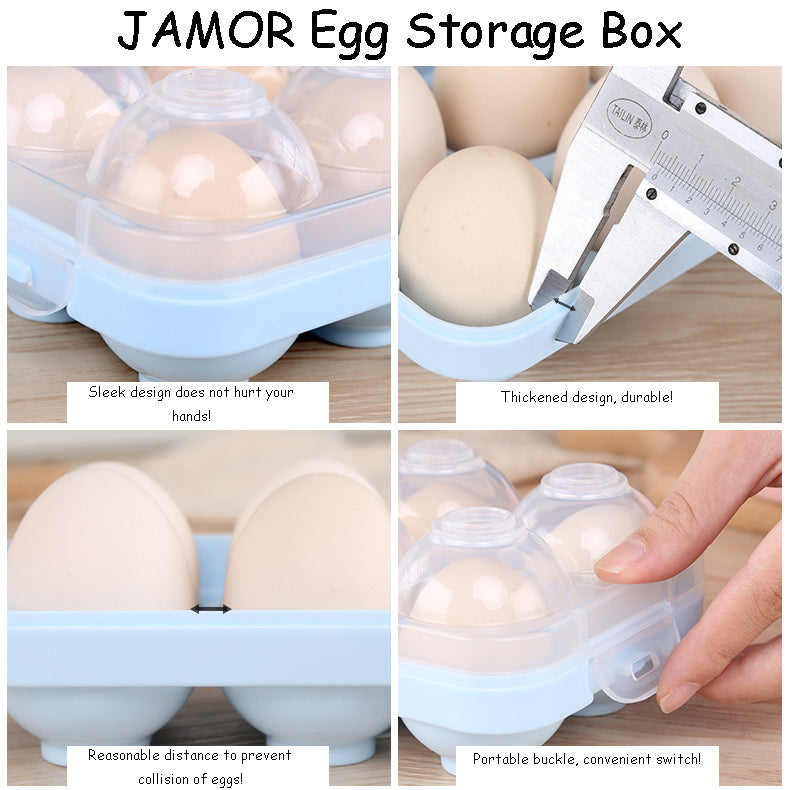 JAMOR 10-compartment egg storage box, refrigerator egg rack, egg protection box, egg container, BPA-free, stackable transparent egg box
