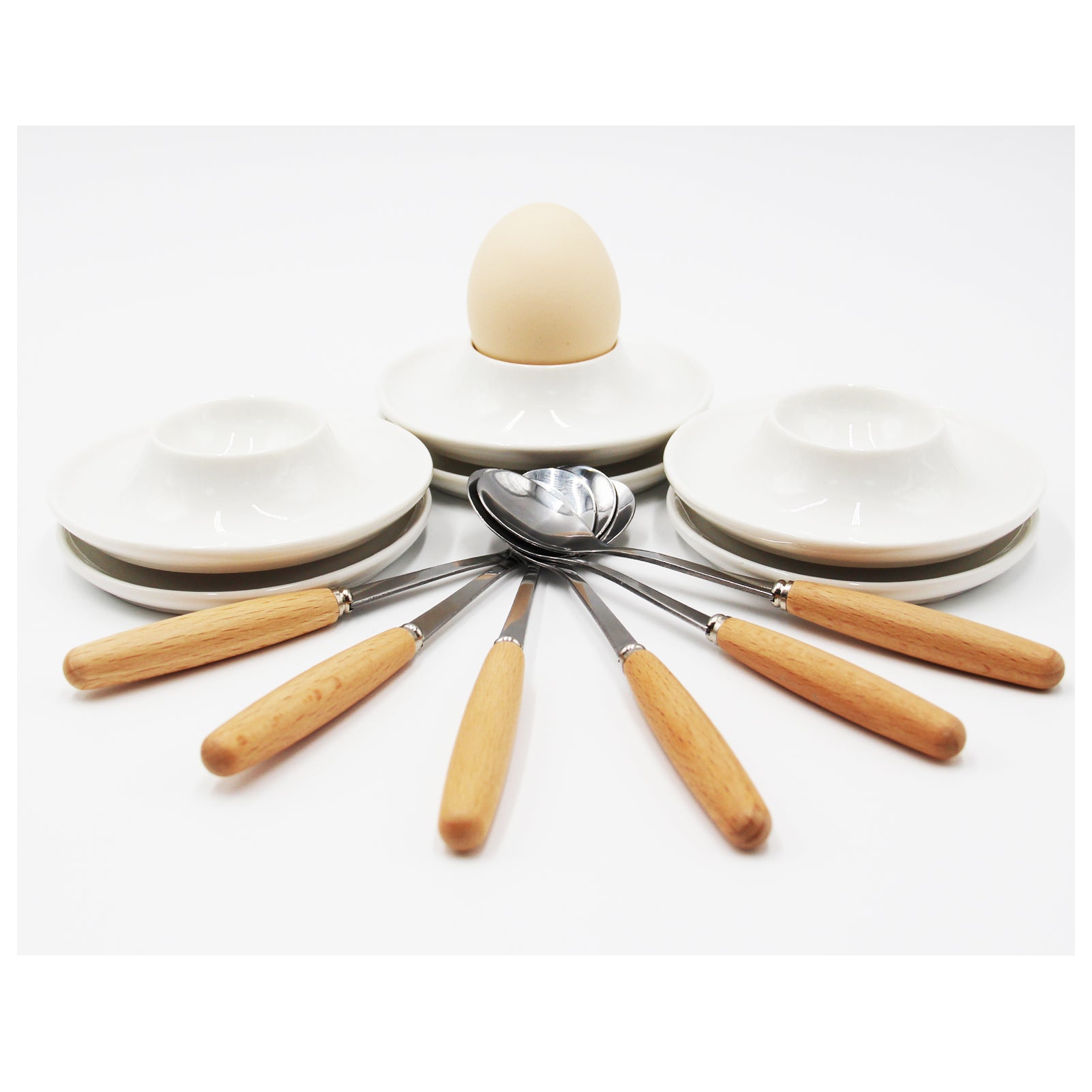 JAMOR Round Egg Ceramic Egg Cup White Ceramic Egg Rack Set Egg Tray Egg Cup Holder, Used For Hard And Soft Boiled Eggs Ceramic Egg Rack