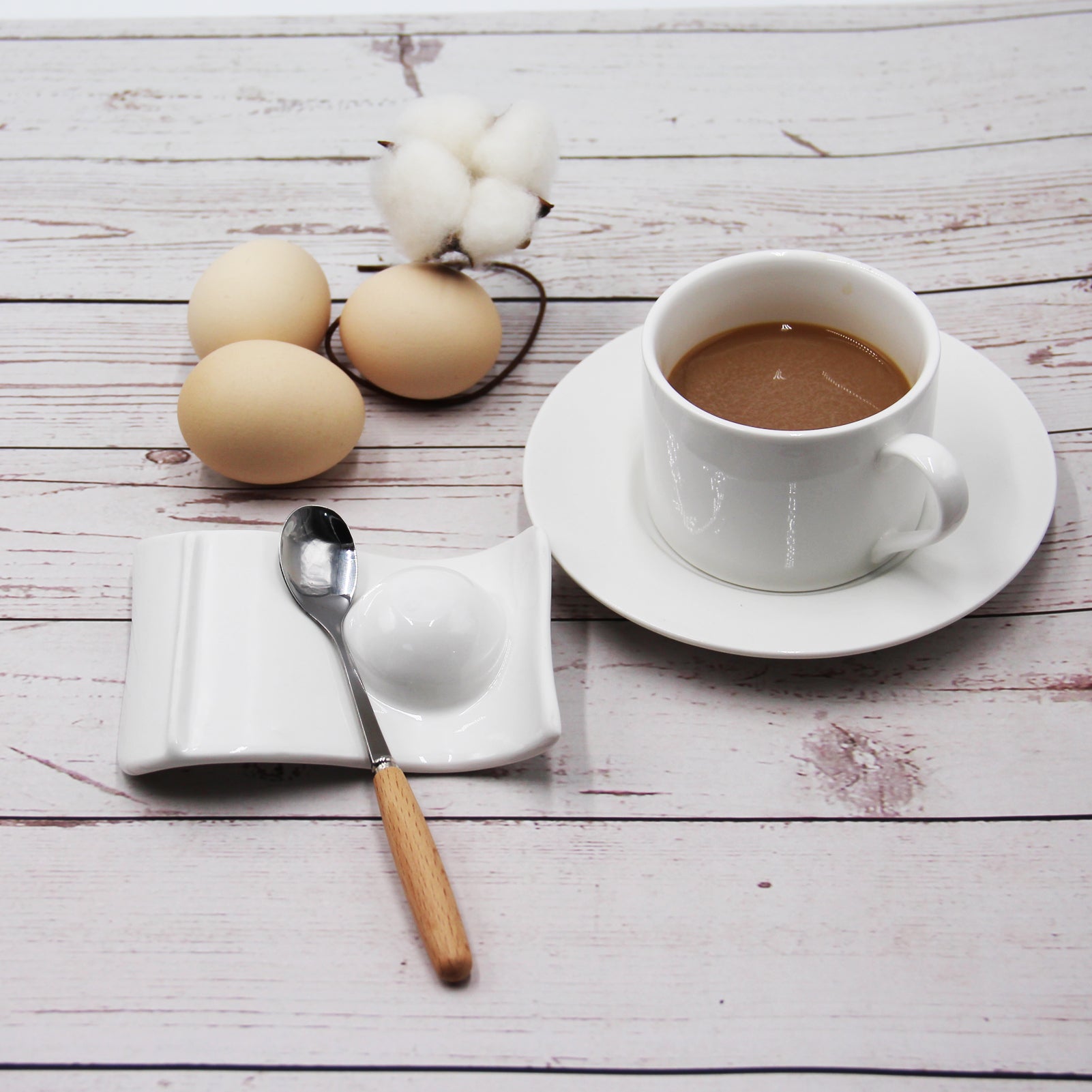 JAMOR White Porcelain Egg Tray,Wave-Shaped Ceramic Egg Cup Plate,Boiled Egg Cup Holder,For Hard And Soft Boiled Eggs,Ceramic Egg Holder For Breakfas