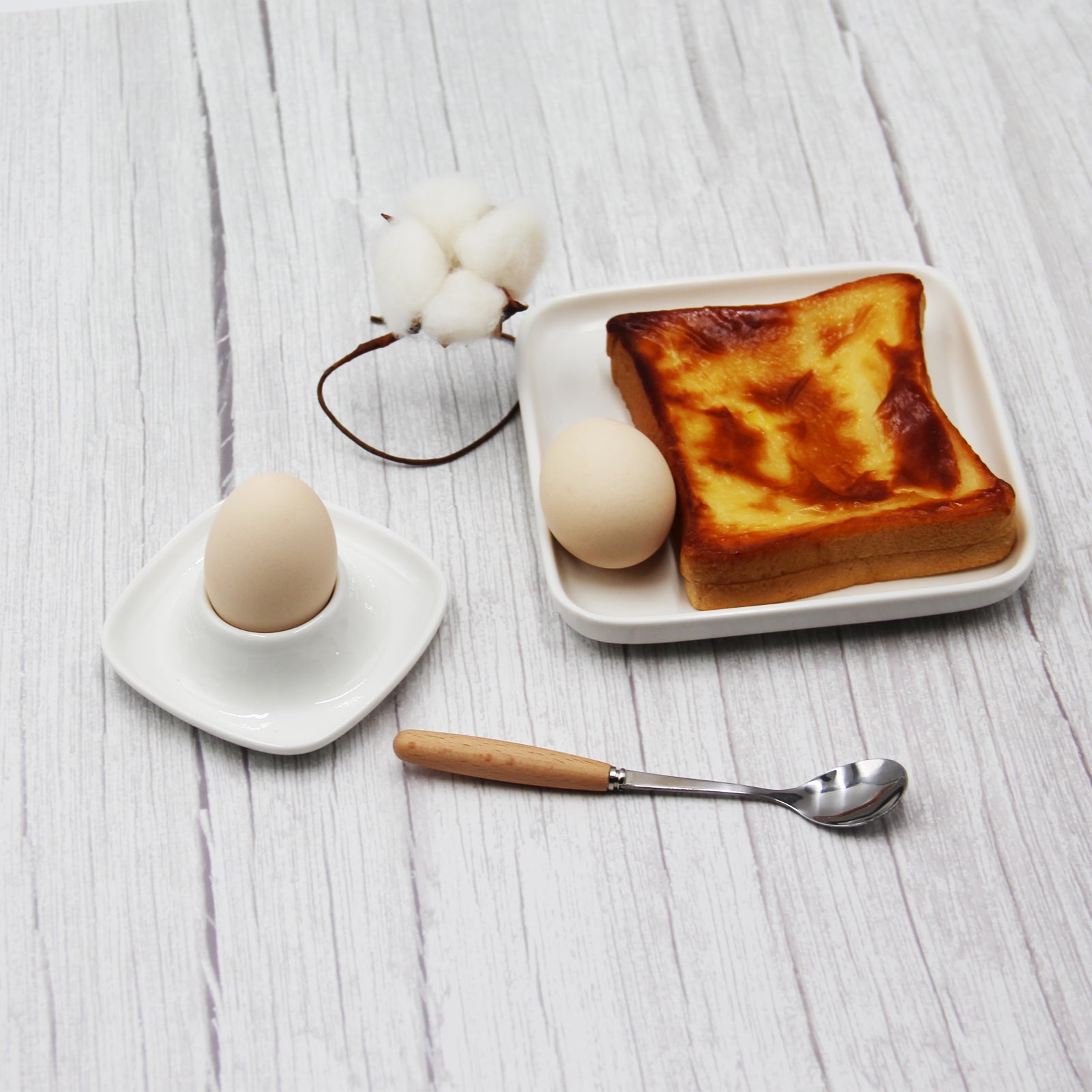 JAMOR Square Egg Tray Set White Porcelain Egg Cup Tray Egg Ceramic Cup Elegant White Appearance Suitable For Soft Or Hard Boiled Eggs